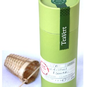 Organic Hibiscus Whole Flowers herbal tea with Bamboo Infuser, 35 Servings Canister.