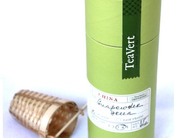 Gunpowder Organic Loose Green Tea, with Bamboo Infuser, 35 Servings Canister.