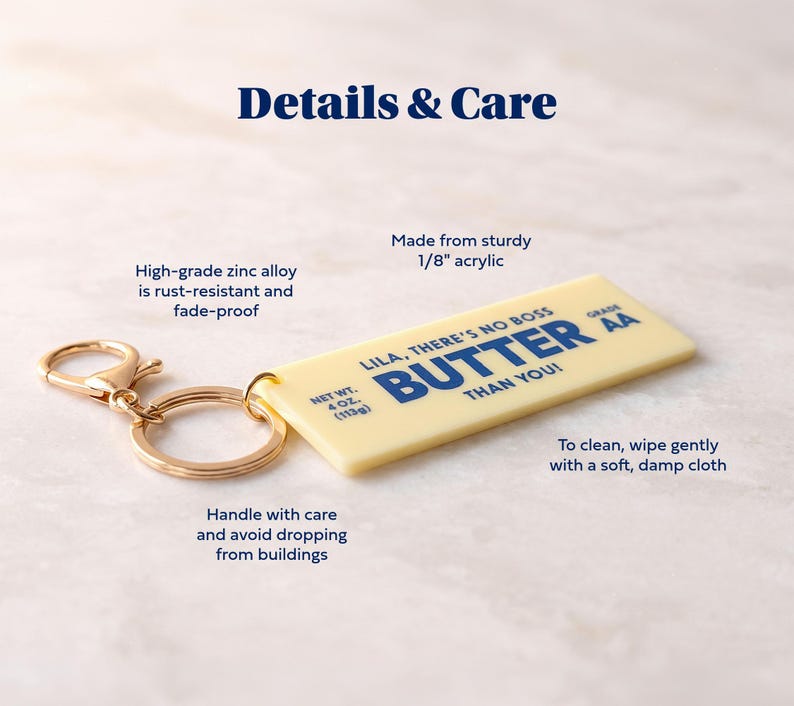 Llavero personalizado con forma de bolsa de mantequilla a granel. Recuerdo personalizado para viaje de chicas. Regalo para grupo de amigas. Idea de regalo para compañero de trabajo que se va. imagen 5