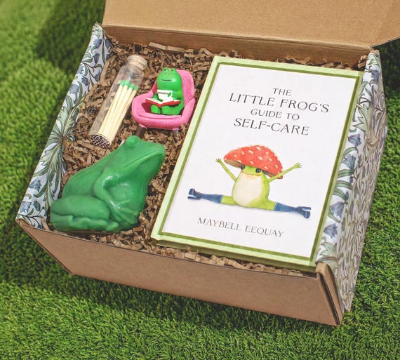 Frog Lover Gift For Her Beeswax Candle Present Stress Relief Daughter Affirmation Teen Girl Self Care Hug in a Box Friend Idea Mental Health