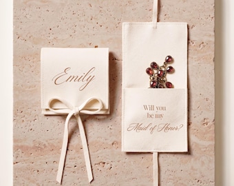 Personalized Bridesmaid Proposal Jewelry Pouch Custom Engraved Keepsake Envelope for Maid of Honor Present Idea for Bridal Party Travel Bag