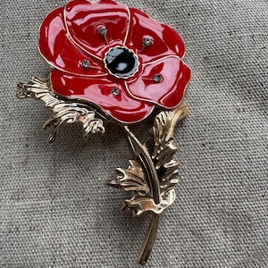 Red Enamel Poppy Pin Badge, Remembrance Day Lapel Brooch, Memorial Gift, UK Poppy