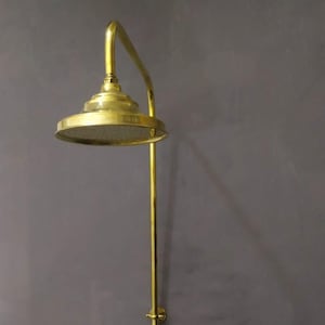 Unlacquered Brass Outdoor Shower System: Handheld & Round Head