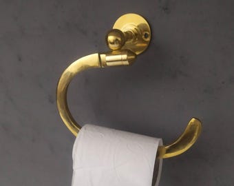 Flat Oval Unlacquered Brass Bathroom Towel Holder Wall mounted – Handmade