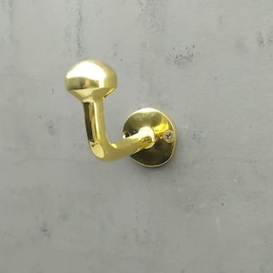 Wall Mounted Brass Coat Hook, Unlacquered Bathroom Towel Hook, Solid Handmade Brass Hook