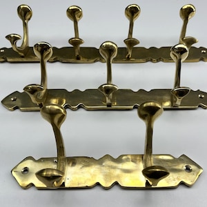 Handcrafted Unlacquered Brass Coat Rack - Vintage Style Solid Brass Hooks