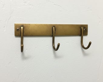 Unlacquered Brass Wall Hook Rack - Moroccan Made