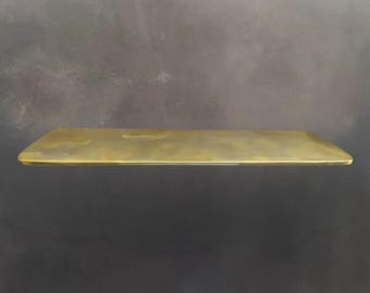 Prateleira flutuante de latão sem laca feita à mão: decoração de parede em latão maciço