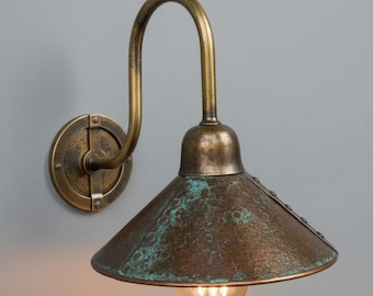 Handgemachte Gehämmerte Kupfer Schwanenhals Wandleuchte - Vintage Messing & Kupfer Wandleuchte, Industrielle Bauernhaus Beleuchtung