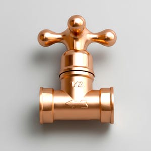 Handcrafted Brass & Copper Gate Valve: Vintage Plumbing Fixture