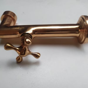 Wall-Mounted Solid Unlacquered Brass Faucet – Handmade Vintage Style