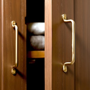 Solid Brass Window Pull Handle – Installed on Wooden Frame