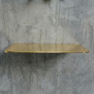Handcrafted Unlacquered Brass Floating Shelf: Solid Brass Wall Decor