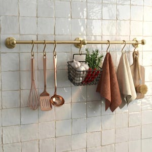 Handmade Brass & Copper Pot Rack: Kitchen Utensil Organizer