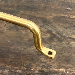 Handcrafted solid brass cabinet handle with screws included, vintage-style drawer pull for doors, cabinets, and furniture.