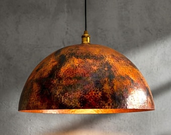 Handmade Hammered Copper Pendant Light: Vintage Dome Lighting