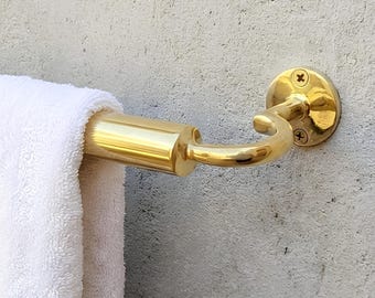 Unlacquered Brass Towel Rail - Handmade Towel Bar