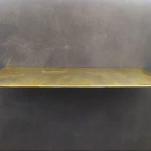 Unlacquered brass floating shelf, handcrafted brass shelving, solid brass wall shelf