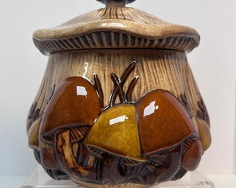 Vintage 3D Mushroom Shaped Soup Tureen with Lid NO LADLE Canister Cottagecore
