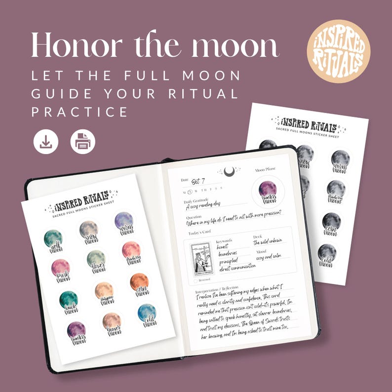 Witchy Full Moon Ritual Stickers: Hand-lettered Planner / Journal ...
