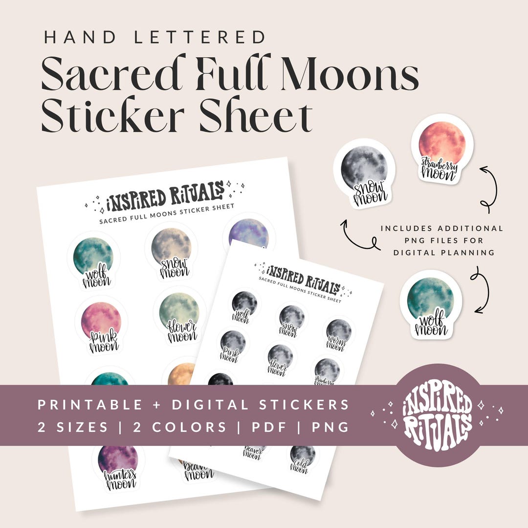 Witchy Full Moon Ritual Stickers: Hand-lettered Planner / Journal ...