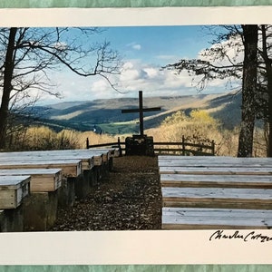 Cartão de simpatia / Cartão pensando em você / Cartão de Páscoa / Scenic Tennessee / Cartão de nota em branco e envelope / Old Rugged Cross Salmo 121 Vesper Point