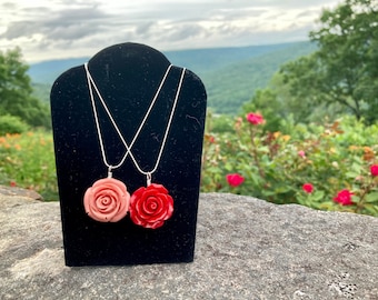 Glass Rose Pendant - Etsy
