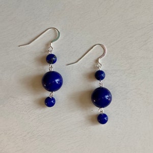Sterling Silver Lapis Lazuli Dangle Earrings: Gemstone Jewelry