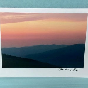 Pôr do sol na montanha / Montanhas do Tennessee / Pôr do sol sobre Beersheba Springs / Pôr do sol rosa / Pôr do sol roxo / Cartão de nota em branco com envelope