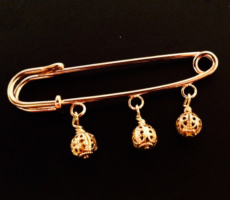 Safety Pin / Gold Plated Safety Pin With Beads / Shawl Pin / Etsy