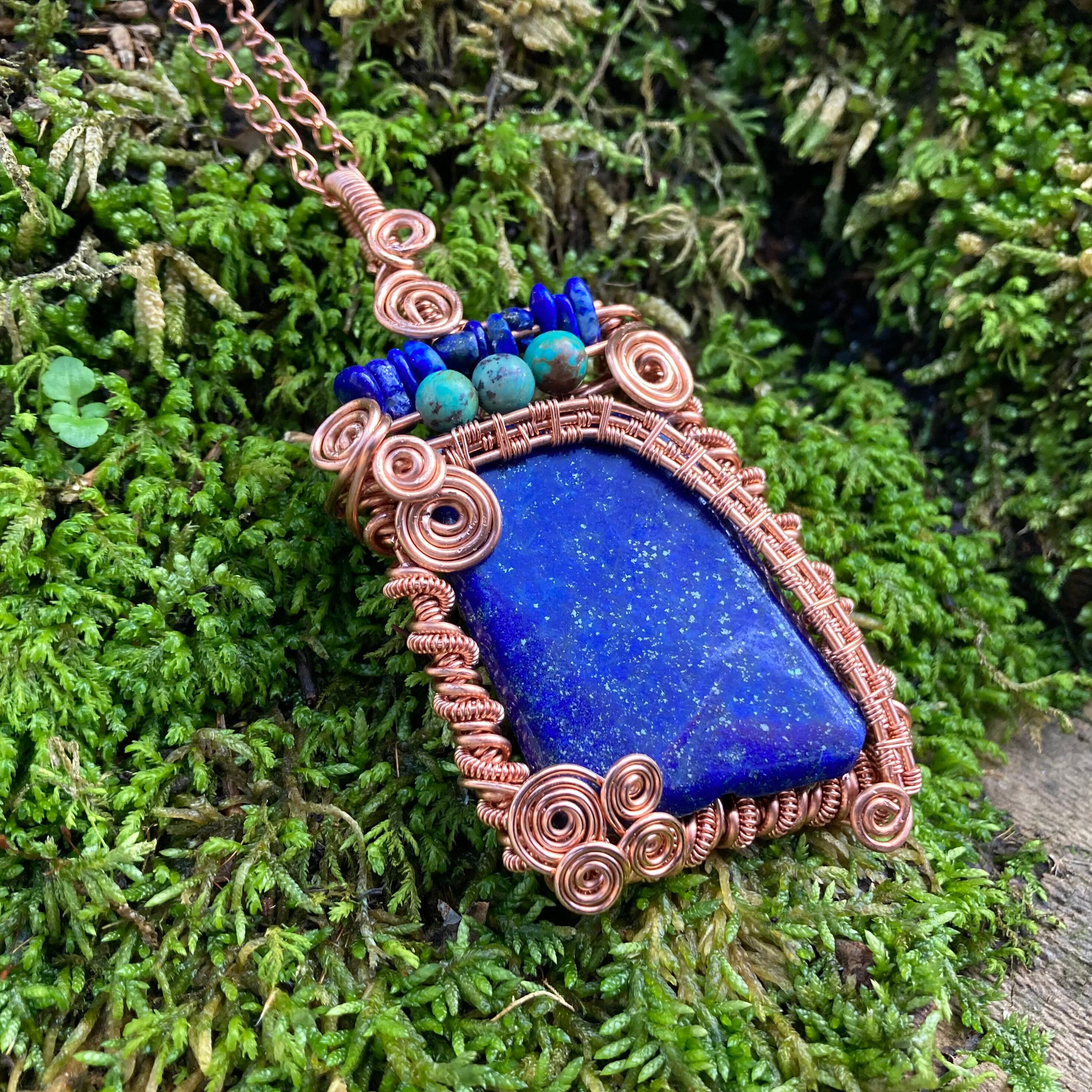 Lapis lazuli wire wrapped jewelry deals