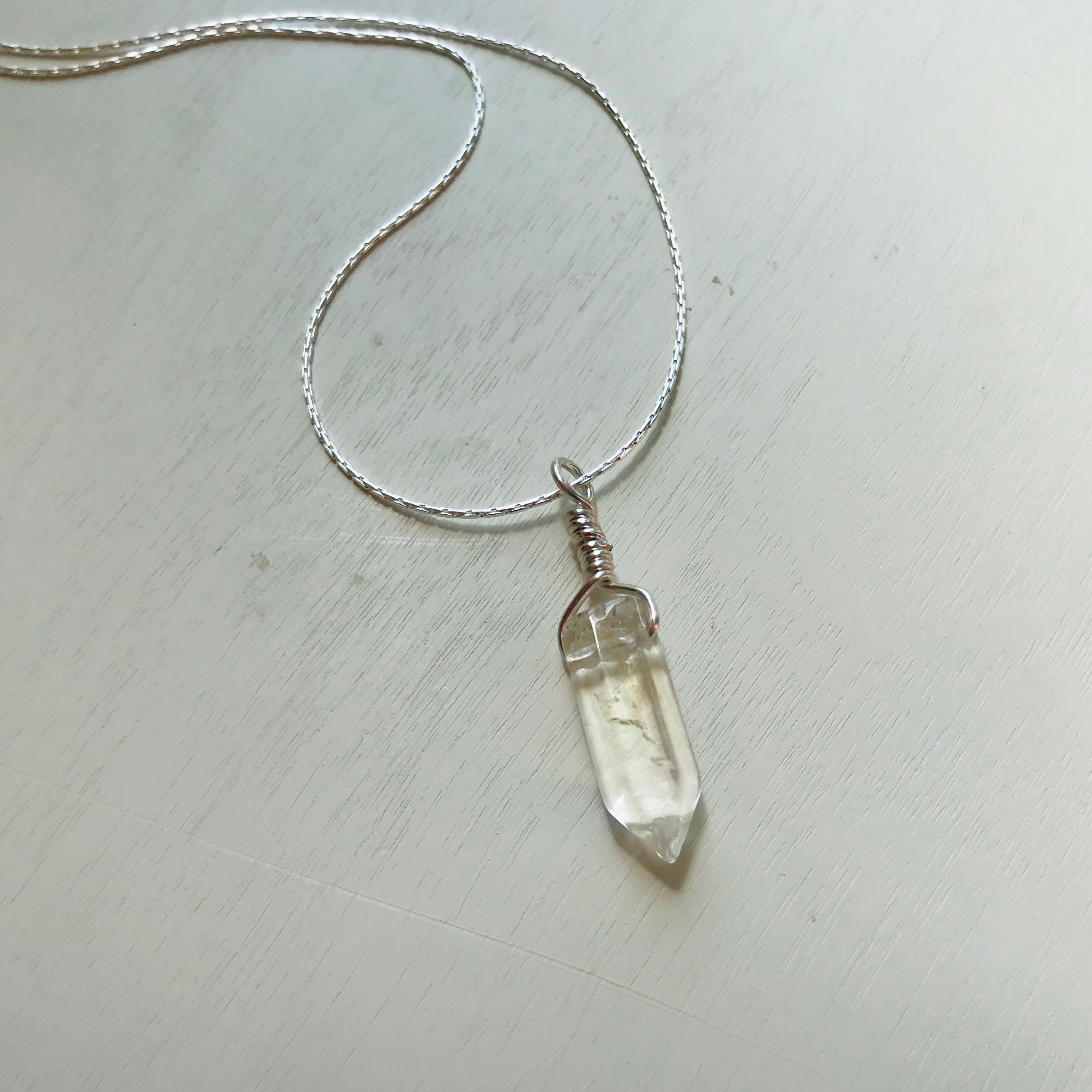 Sterling Silver Wire Wrapped Clear Quartz Crystal Pendant / Etsy Sweden
