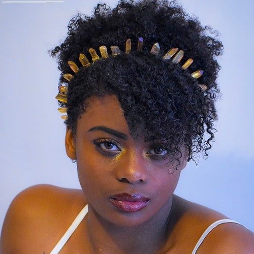 Amber Luster Quartz Crystal Crown / Birthday Tiara / Wedding Tiara