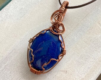 Blue Howlite Copper Wire Wrapped Pendant / Gemstone Jewelry / Healing Stone / Howlite Necklace / Crystal Pendant