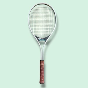 Wilson Super Power Vintage Metal Tennis Racket Silver and Black | vintage tennis decor | tennis racket wall decor | metal racket for wall