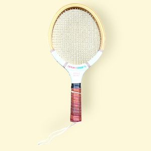 Sportcraft Paddle Racket Vintage White Yellow Wood Racquetball Racquet | Vintage Racket | Sports Decor | tennis decor | Racquetball