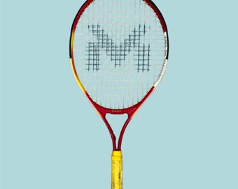 Major Team 1 Tennis Racquet | red and yellow racket | graphite lightweight racket | use for play or decor