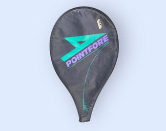 Vintage Black Pointfore Tennis Racket cover | retro 80s tennis case | tennis gift | preppy game room decor | US Open | vintage rackets
