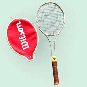 Wilson Vintage Metal Tennis Racket Yellow Accents with red cover | Medium 4 3/4 | vintage Metal racket | tennis wall decor | 1970s tennis