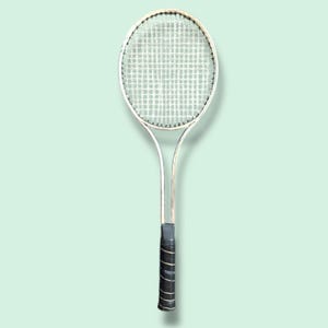 Vintage Metal Tennis Racket with black and gold grip | antique tennis decor | racket wall decor | vintage Metal racket | US Open gift