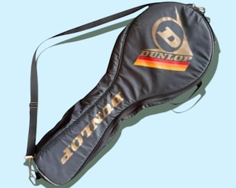 Vintage Black Dunlop Tennis Racket case | retro case | tennis gift | preppy game room decor | sports souvenir | vintage tennis gift