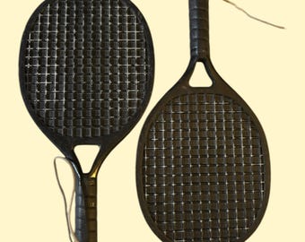 Paddleball Blac Plastic vintage paddles set of 2 | ping pong decor | ping pong paddles | game room decor | classic toys | retro sports decor