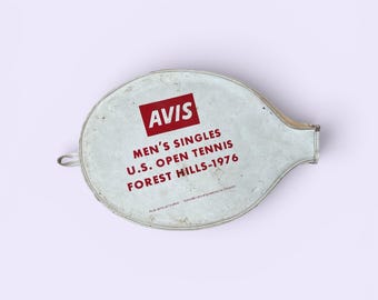 Vintage White Avis Tournament Tennis Racket cover | retro tennis decor | preppy game room decor | sports souvenir | vintage tennis gift