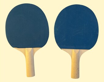 Set of 2 table tennis blue wood vintage paddle | ping pong decor | ping pong paddles | game room decor | classic toys | vintage ping pong