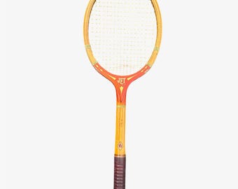 Tad Davis JET Vintage Wooden Tennis Racquet with cover and press | wood racket | antique tennis decor | vintage racket wall | US Open