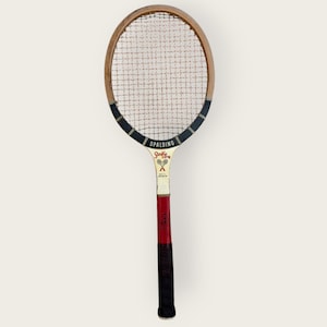 Spalding Stroke King Vintage Wooden Tennis Racket | Red white Blue | vintage white tennis racquet | retro wall decor | racket for hanging |