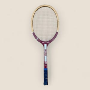 Wilson Valiant vintage wood tennis racket | wood tennis racket | dorm decor | tennis player gift | maroon tennis racket | racket for hanging