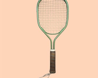 DP Leach Top Seed Vintage Aluminum Racquetball Racket | Vintage Racket | Green Metal Racket | Tennis Decor | Vintage Racquetball Wall Decor