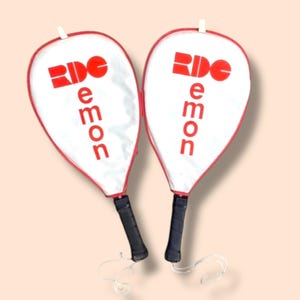 RDEdemon Vintage Pair of Racquetball Racquets in cases | Vintage Rackets | Sports Decor | rde demon brand rare mini racket | tennis wall