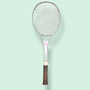 Wilson T3000 Vintage Metal Tennis Racket | Silver racket | red strings and brown grip | vintage tennis decor | US Open | racket wall decor